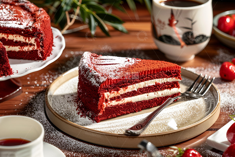 高清大图下载【趣麦麦图】美味的红丝绒蛋糕特写