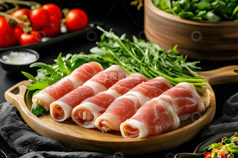 高清大图下载【趣麦麦图】一盘新鲜牛肉卷