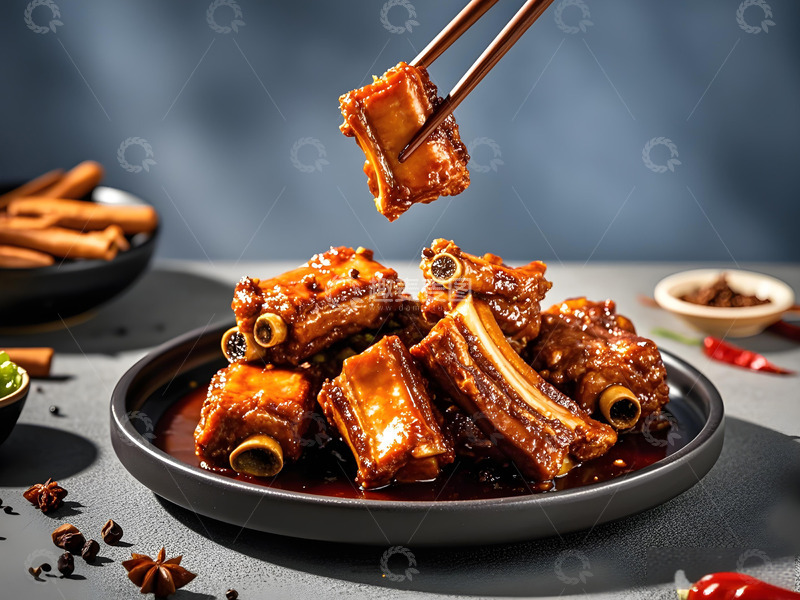 高清大图下载【趣麦麦图】一盘排骨美食摄影