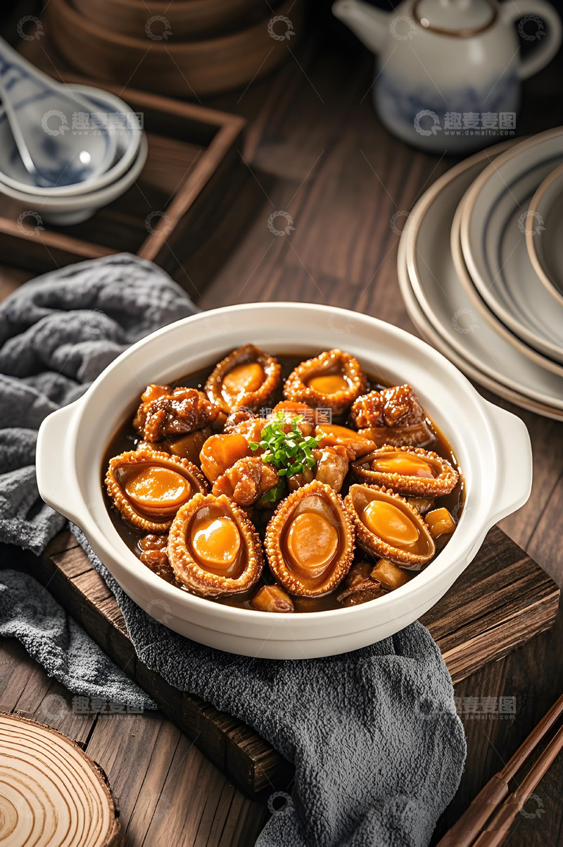 高清大图下载【趣麦麦图】一锅鲍鱼炖排骨美食摄影图