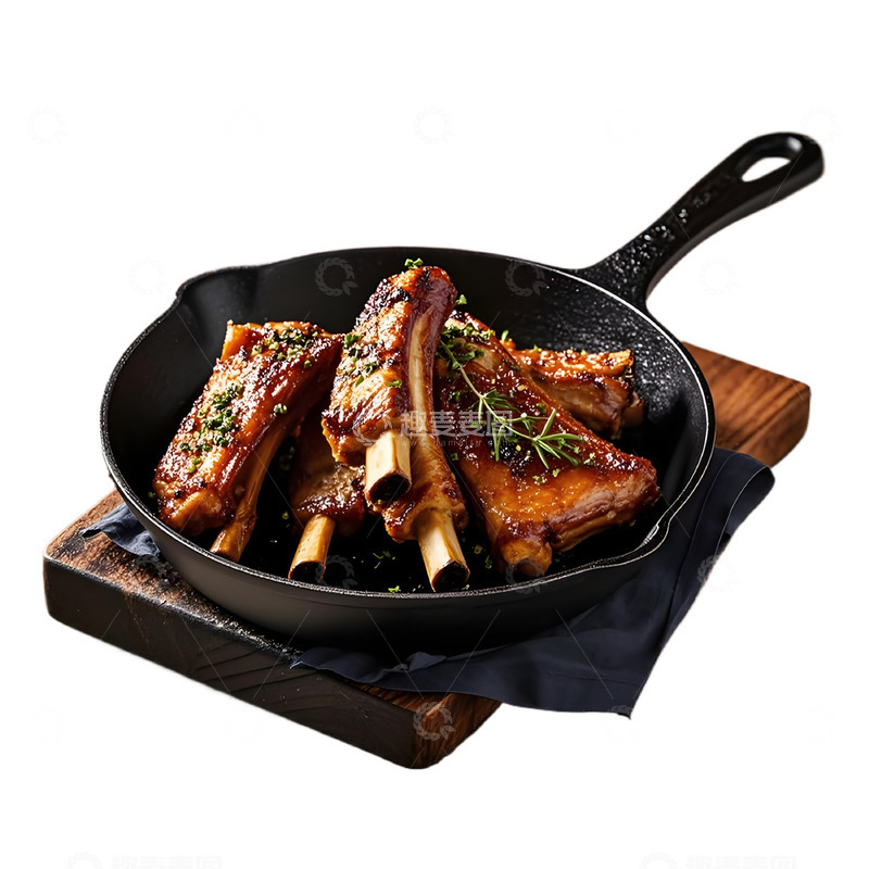 高清大图下载【趣麦麦图】铁盘烤排骨美食素材
