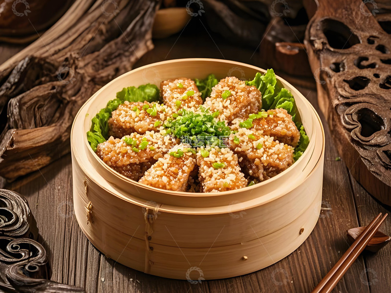 高清大图下载【趣麦麦图】一屉粉蒸排骨美食摄影图