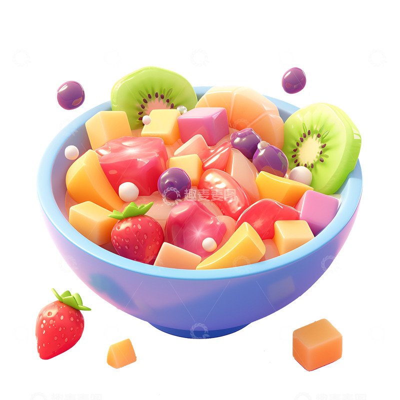高清大图下载【趣麦麦图】卡通一碗水果沙拉