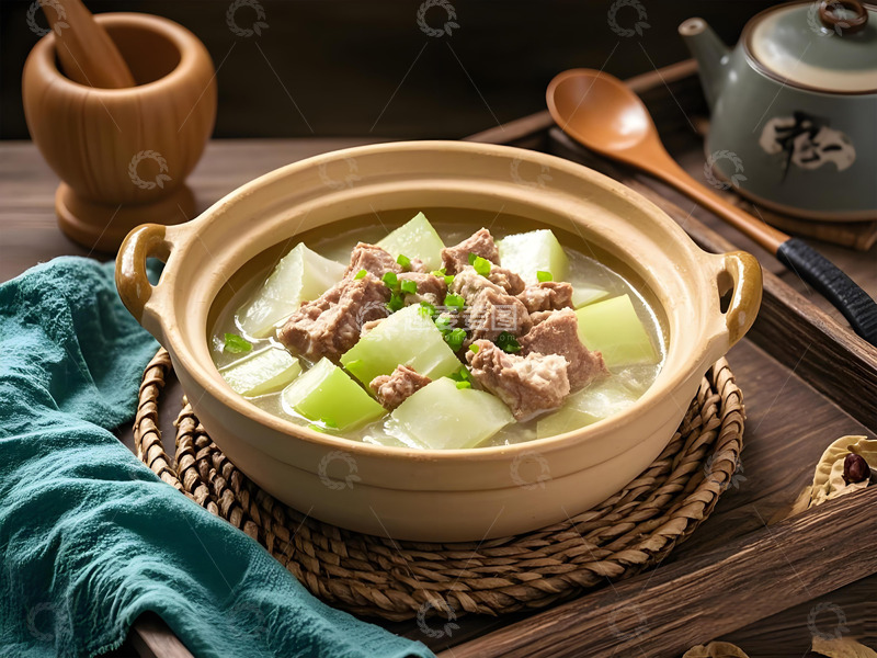 高清大图下载【趣麦麦图】-冬瓜炖排骨美食摄影图