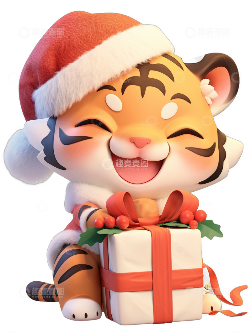 高清大图下载【趣麦麦图】圣诞节老虎卡通