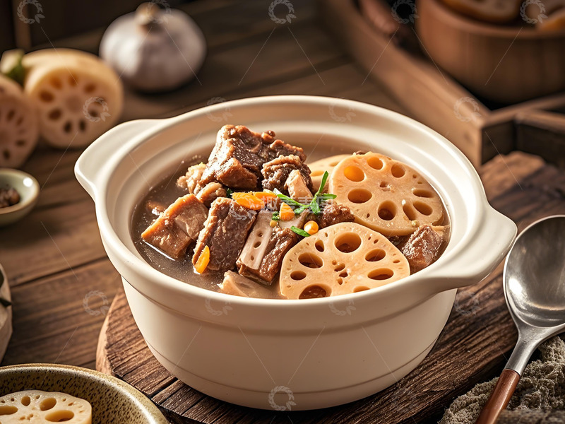 高清大图下载【趣麦麦图】莲藕炖排骨美食摄影图