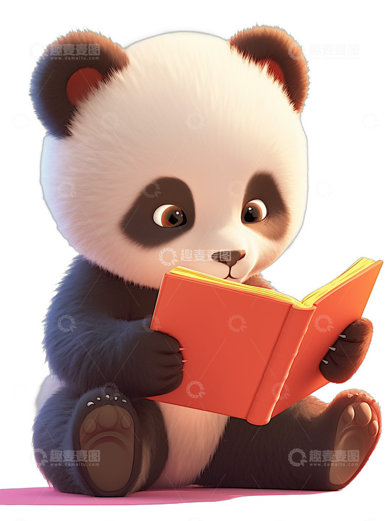 高清大图下载【趣麦麦图】熊猫看书学习