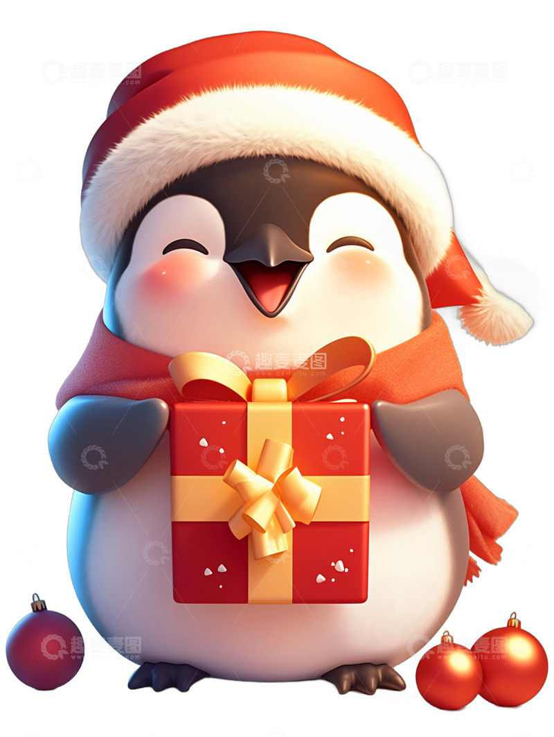 高清大图下载【趣麦麦图】圣诞节企鹅卡通节日