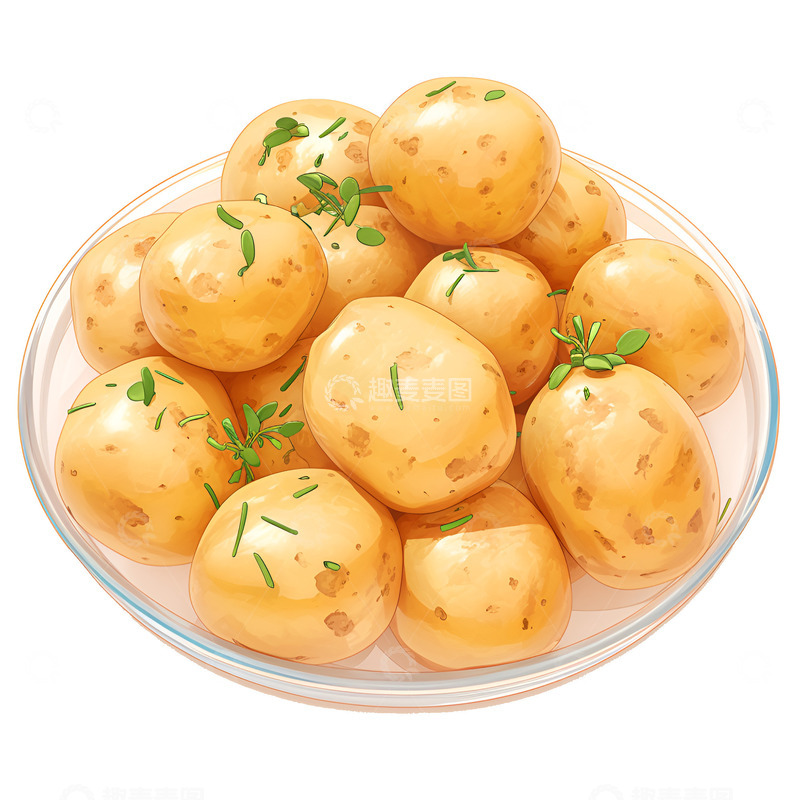 高清大图下载【趣麦麦图】卡通一盘蒸土豆