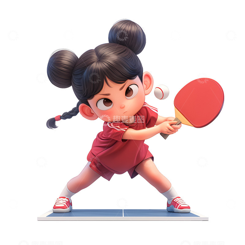 高清大图下载【趣麦麦图】卡通打乒乓的运动员