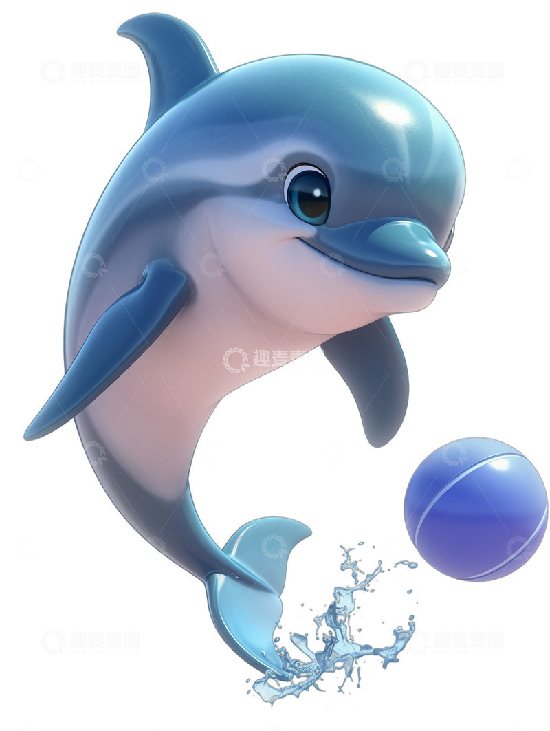 高清大图下载【趣麦麦图】海豚球类卡通