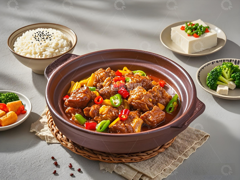 高清大图下载【趣麦麦图】黄焖排骨煲美食摄影图