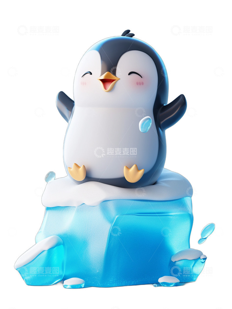 高清大图下载【趣麦麦图】企鹅冰块卡通动物