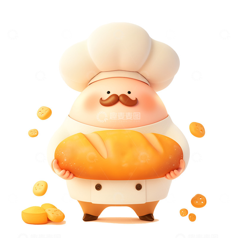 高清大图下载【趣麦麦图】拿着烤面包的厨师