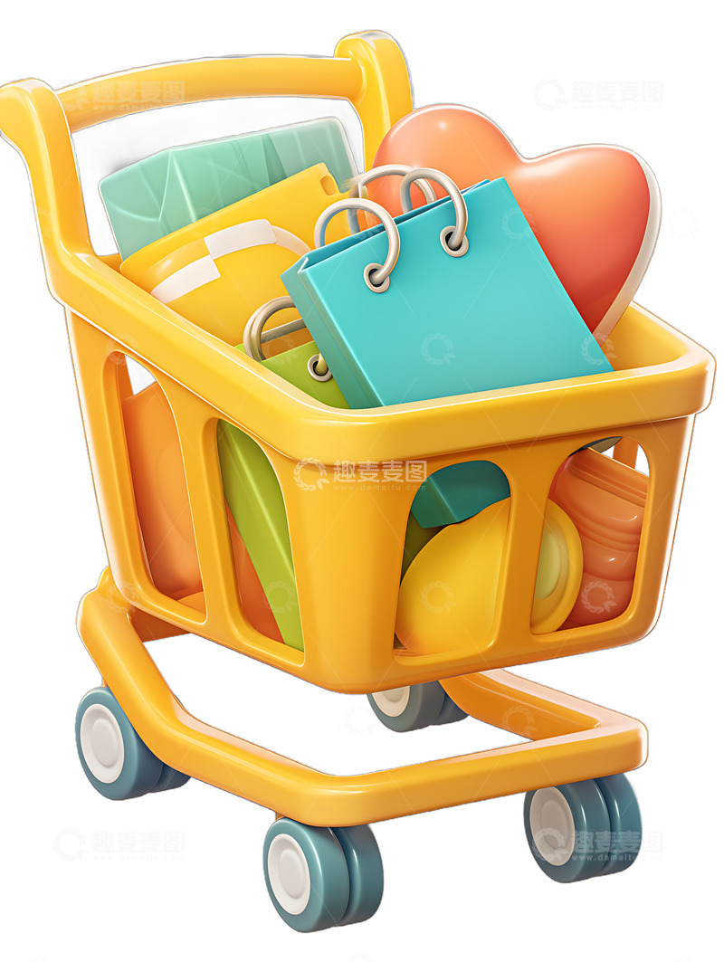 高清大图下载【趣麦麦图】购物车卡通买东西