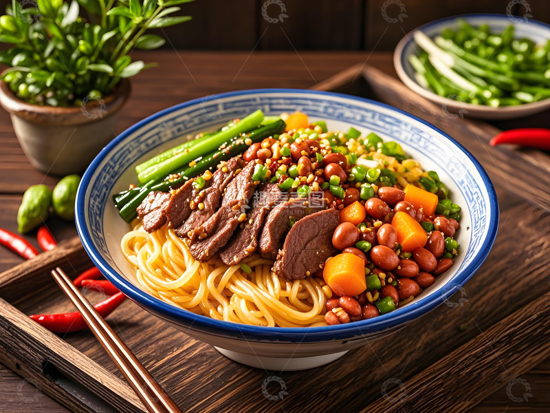 高清大图下载【趣麦麦图】中式美食牛肉拌粉摄影图