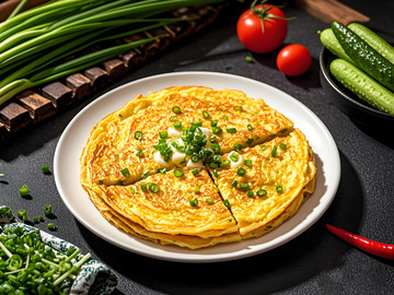 鸡蛋葱花饼美食摄影图