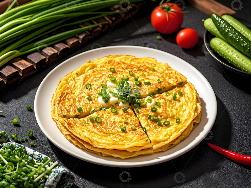 高清大图下载【趣麦麦图】鸡蛋葱花饼美食摄影图