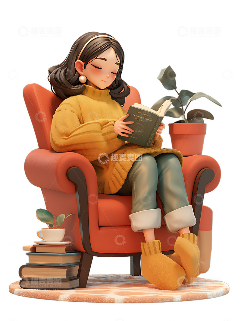 冬季阅读看书女孩子
