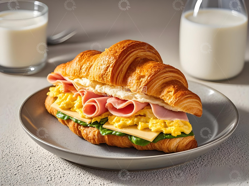 高清大图下载【趣麦麦图】羊角包三明治摄影图