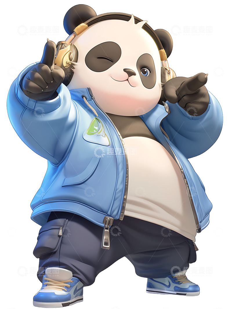 高清大图下载【趣麦麦图】熊猫街舞跳舞舞蹈