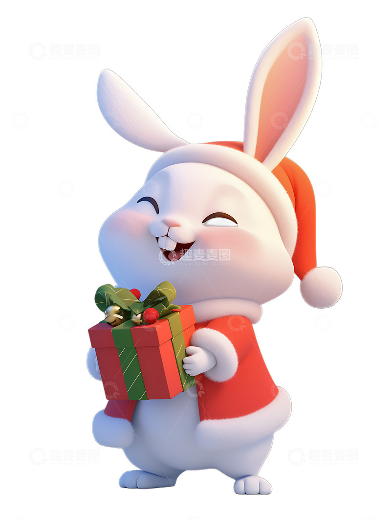 高清大图下载【趣麦麦图】兔子圣诞节节日卡通文化