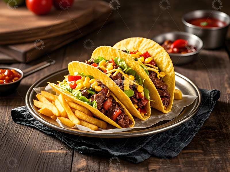 高清大图下载【趣麦麦图】牛肉玉米塔可美食摄影