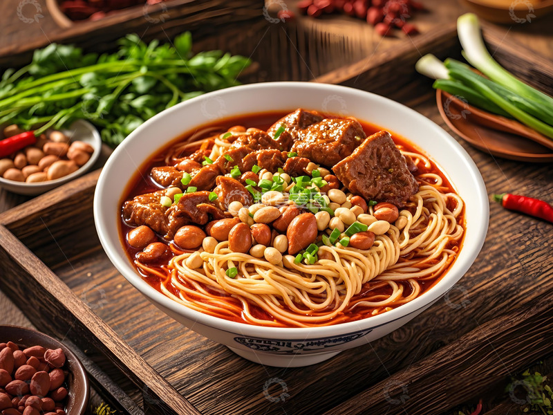 高清大图下载【趣麦麦图】牛肉肥肠面摄影图