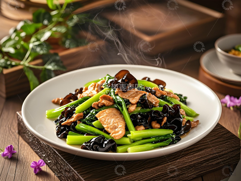 高清大图下载【趣麦麦图】青菜心炒牛肉片摄影图