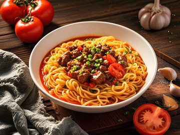 蕃茄牛腩面美食摄影图