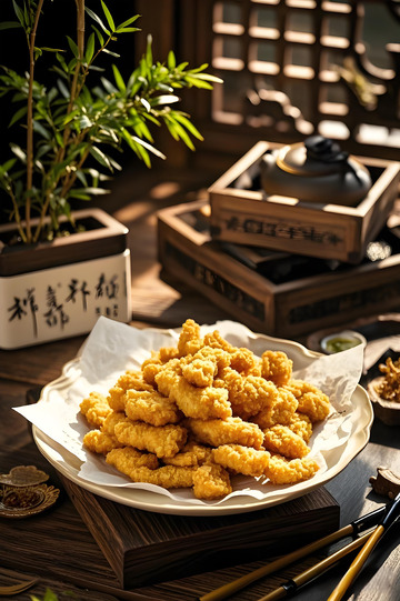 炸小酥肉美食摄影图