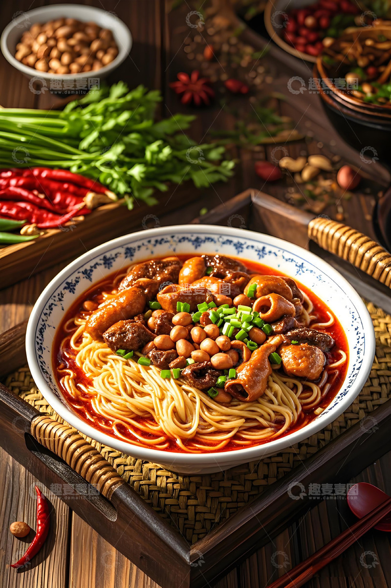 高清大图下载【趣麦麦图】肥肠牛肉面美食摄影图