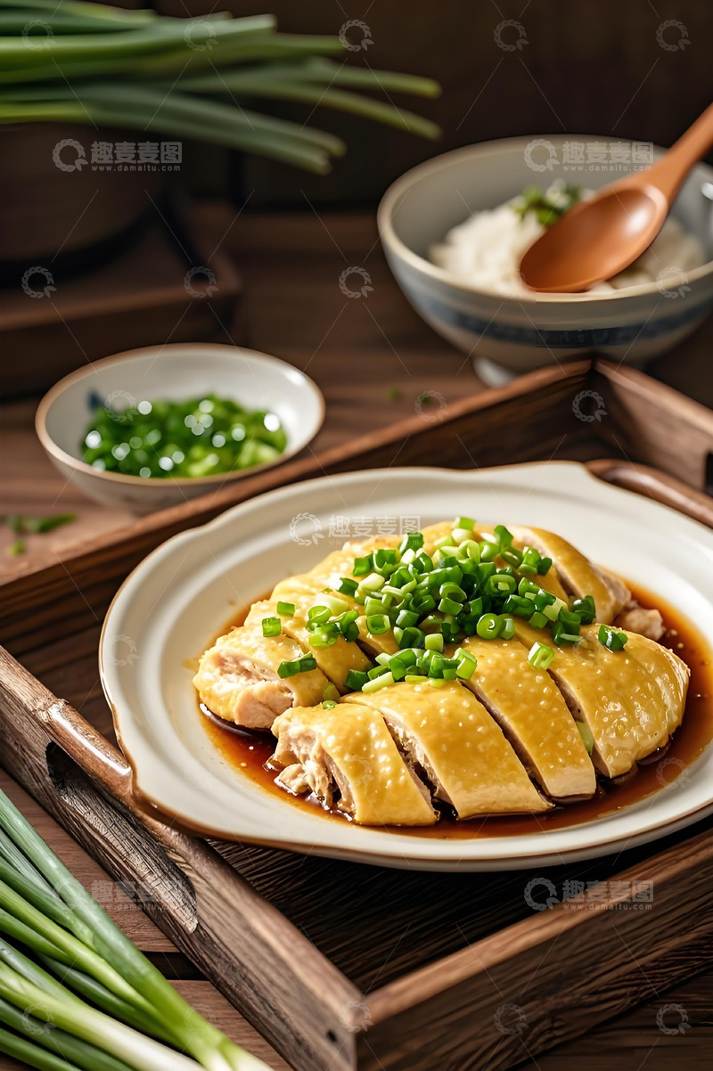高清大图下载【趣麦麦图】葱油鸡美食摄影图