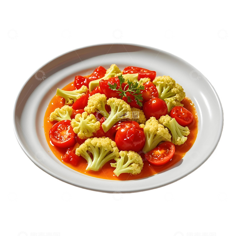 高清大图下载【趣麦麦图】蕃茄炒菜花炒菜摄影图