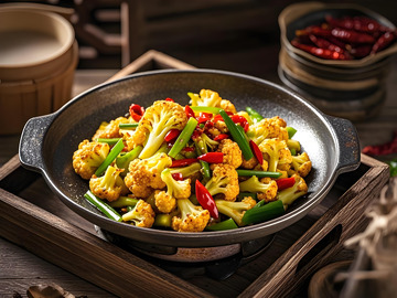 干锅菜花美食摄影图
