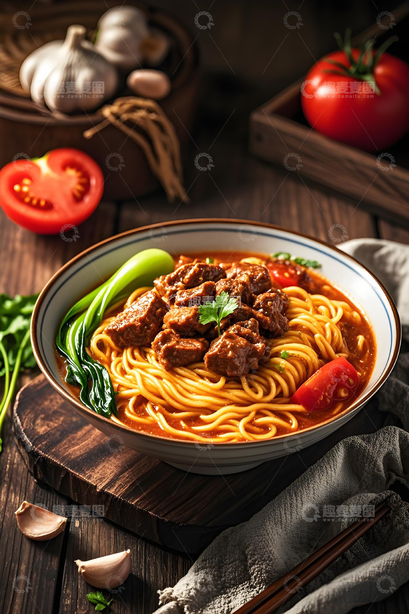 高清大图下载【趣麦麦图】蕃茄牛腩面摄影图