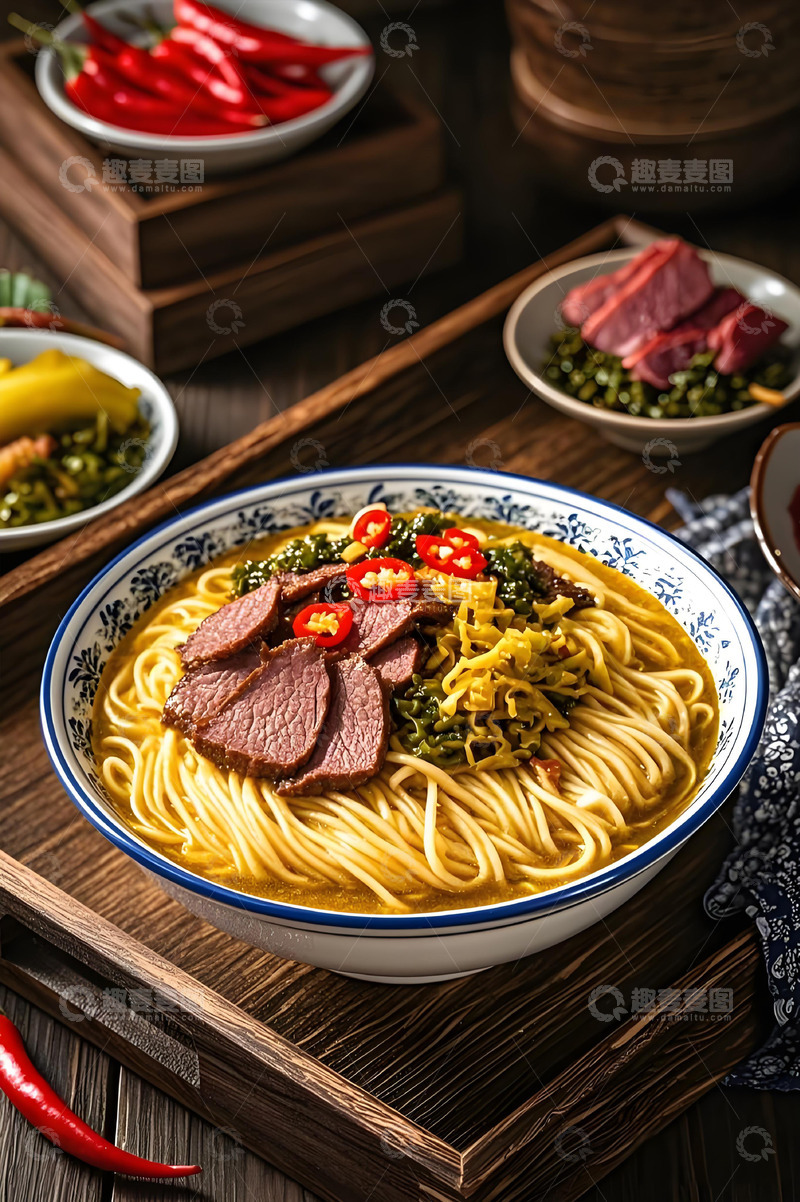 高清大图下载【趣麦麦图】一碗酸菜牛肉面摄影图