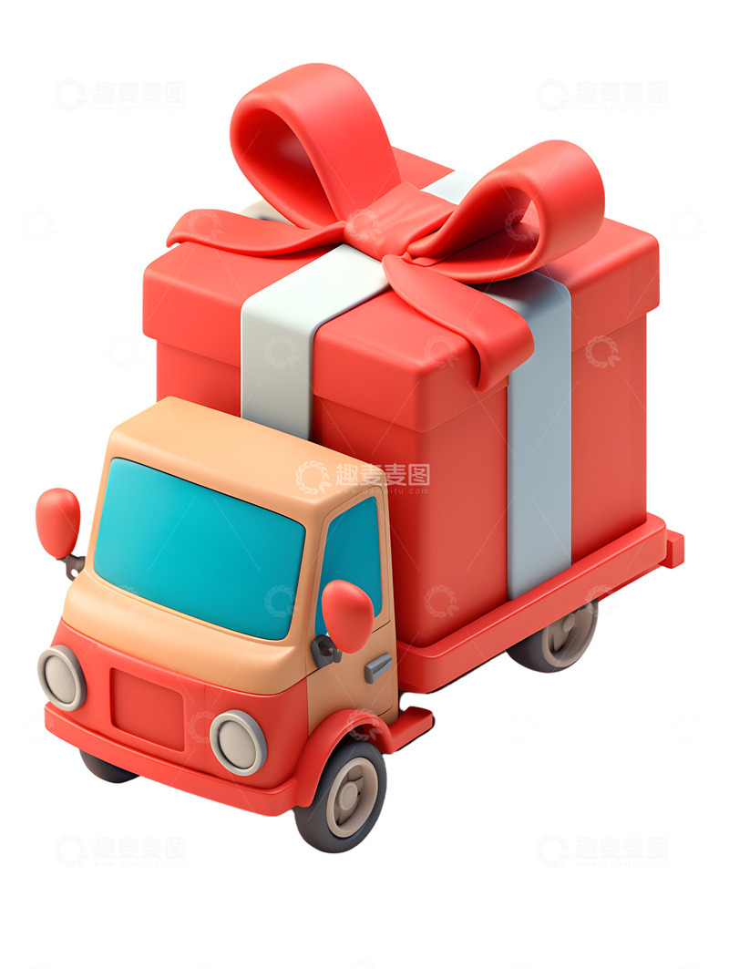 高清大图下载【趣麦麦图】卡车礼物礼盒