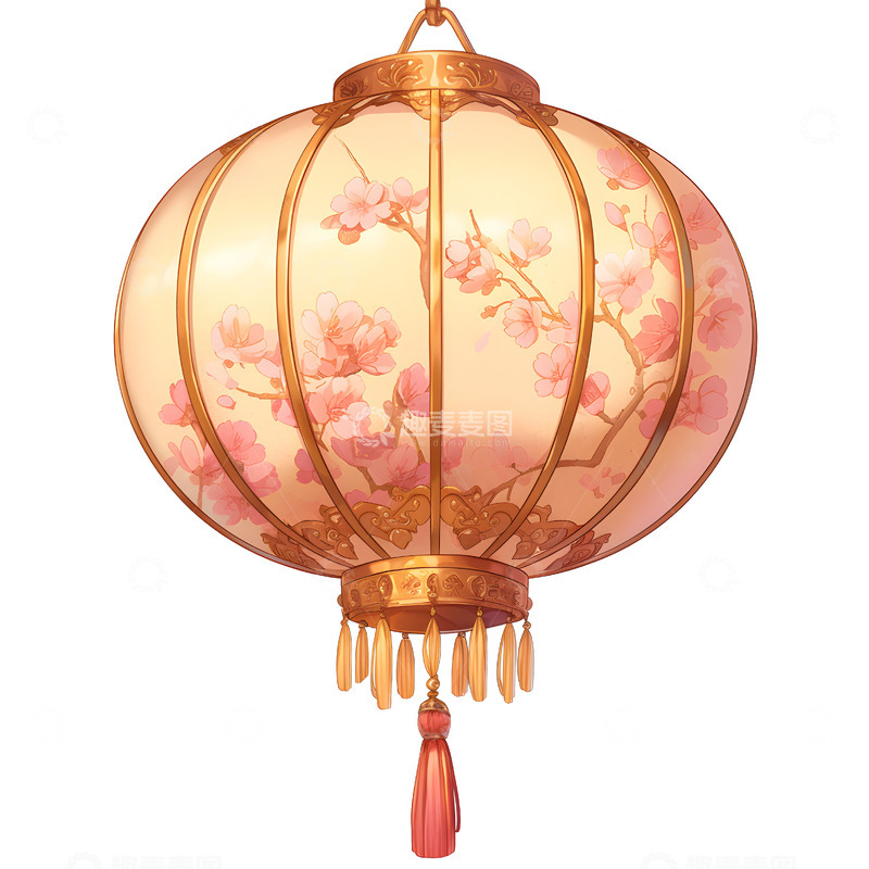 高清大图下载【趣麦麦图】红色流苏吊灯中式节日庆典元素