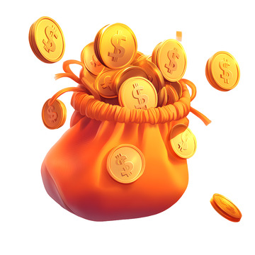 装满硬币的财富袋财务增长象征
