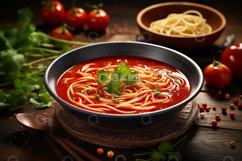 高清大图下载【趣麦麦图】红油番茄面条