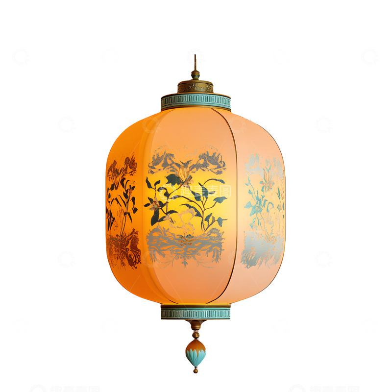 高清大图下载【趣麦麦图】金色画纹灯笼中式节庆艺术品