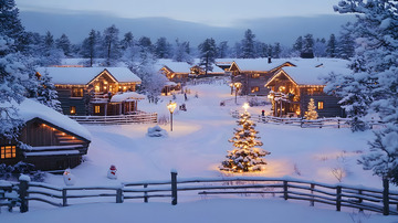 雪覆盖的山间小屋冬季静谧之美