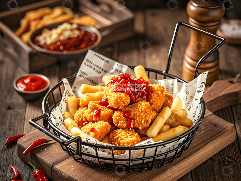 高清大图下载【趣麦麦图】韩式鸡鸡年糕美食摄影图