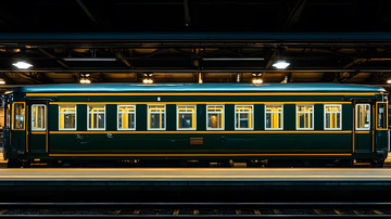 火车站月台与绿皮列车春运归乡之路