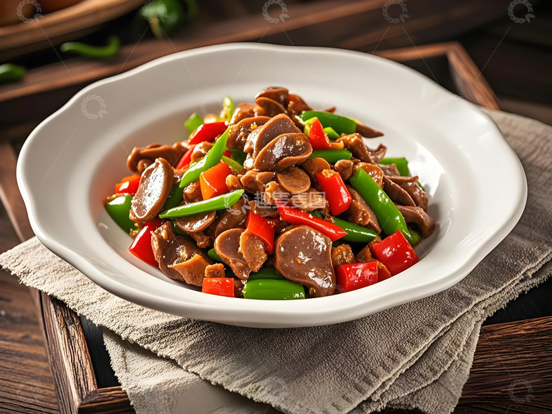 高清大图下载【趣麦麦图】青红椒炒鸡胗摄影图