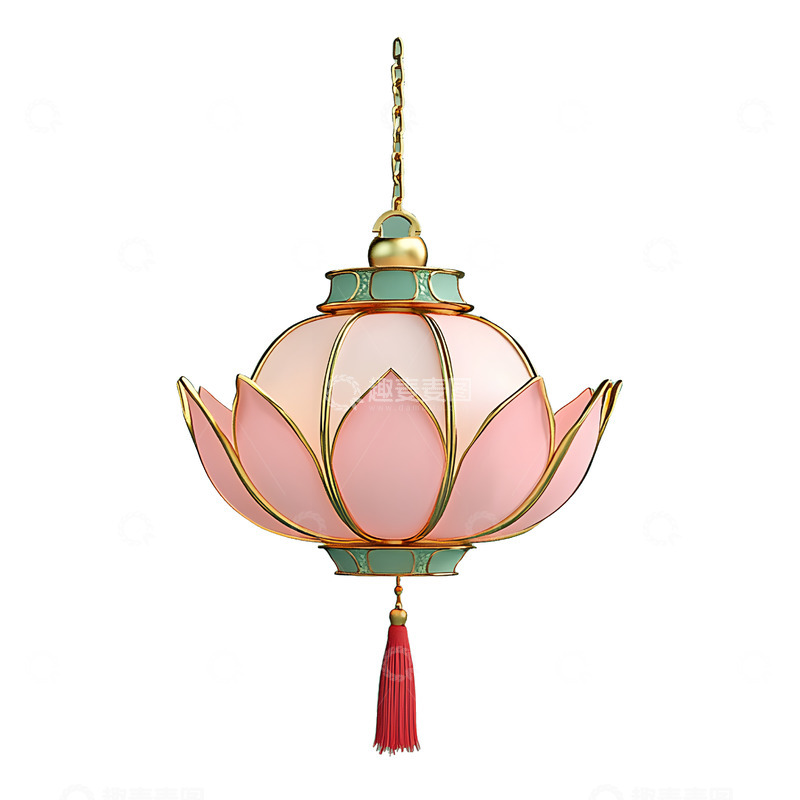 高清大图下载【趣麦麦图】莲花造型粉色灯笼中式艺术装饰