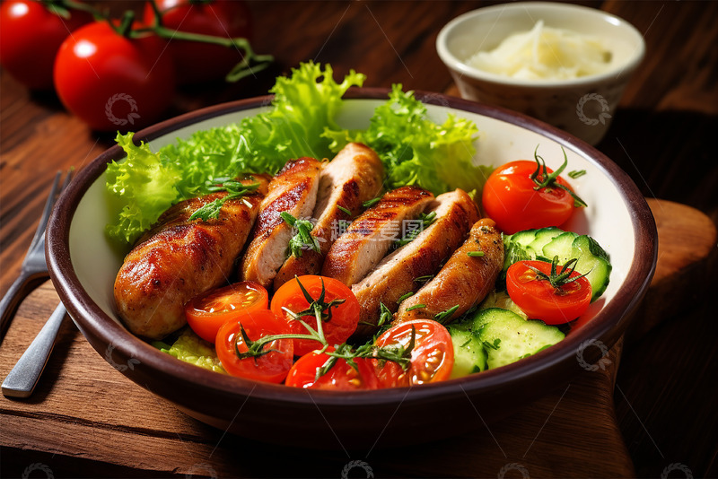 高清大图下载【趣麦麦图】营养早餐香肠