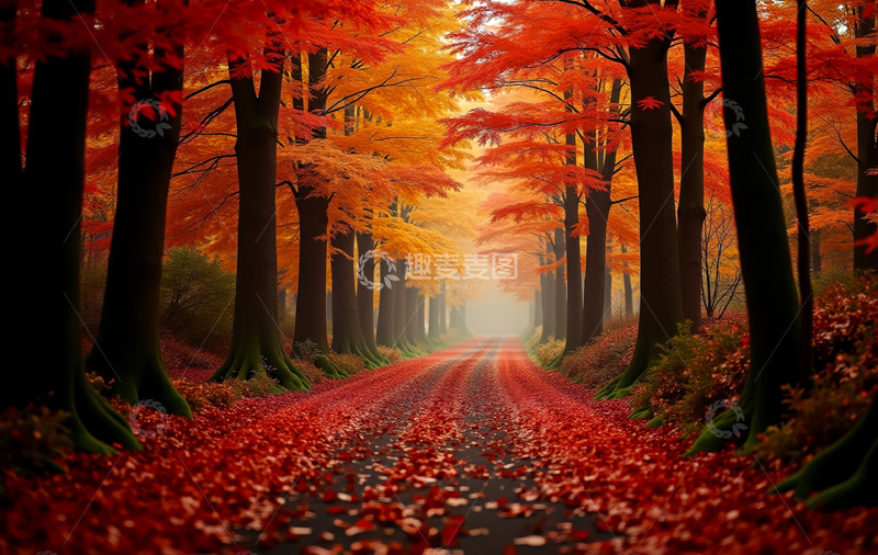 高清大图下载【趣麦麦图】枫叶黄了落的满地