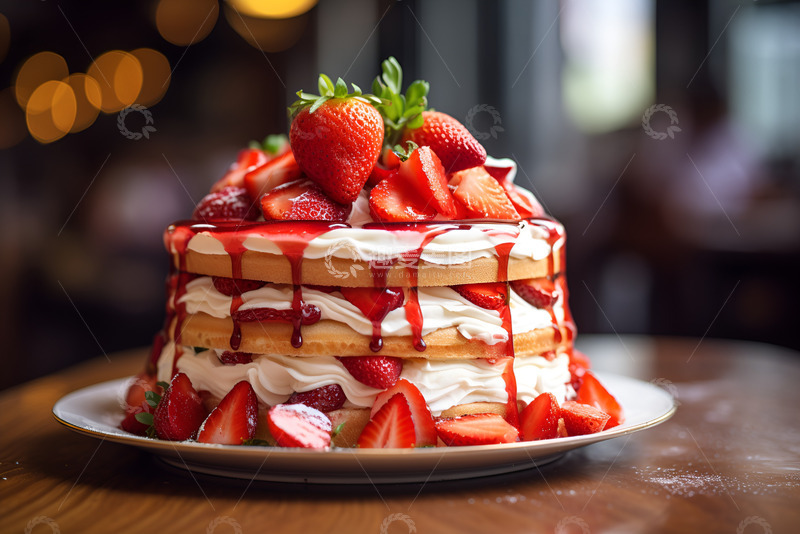 高清大图下载【趣麦麦图】美味草莓奶油蛋糕
